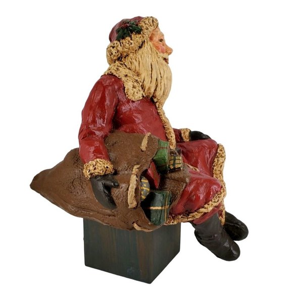 Santa Shelf Sitter Resin Hand Painted Artist & Maker Signed/Dated 1988 Antique G - Picture 3 of 9